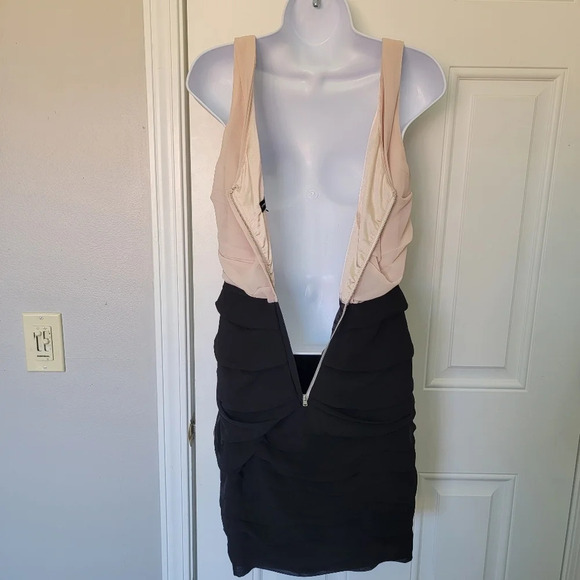 Express Design Studios Draped Sleeveless Pink Black Cocktail Dress Zip Back Sz 6 - Picture 4 of 10